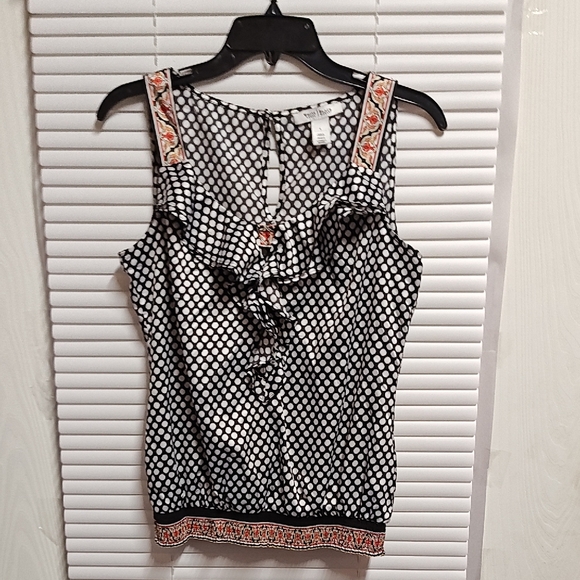 White House Black Market Ruffle Sleeveless Blouse - Picture 1 of 4